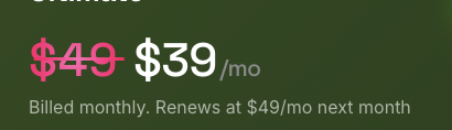 Trying to figure out the <a href="/higgsfield_ai/">Higgsfield AI 🧩</a> black friday "sale"...
its $39/mo but renews at $49/mo next month???
How does that work. What is the deal exactly?