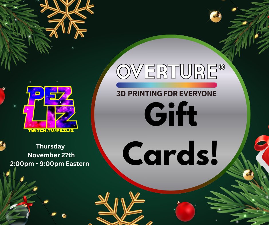 Magical TPU, Robust Rock PLA... we'll see what <a href="/Overture3D/">Overture3D</a> has on Thursday!