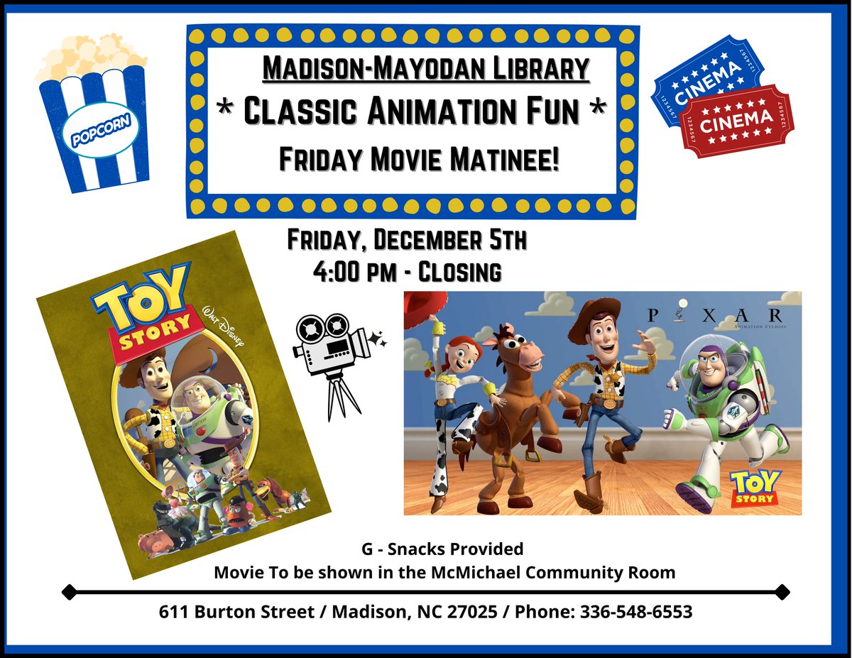 RCP_Library's tweet image. Programs and Events at Rockingham County Public Library on Friday, December 5th! 🦌📽️🐎🚀🧑‍💻