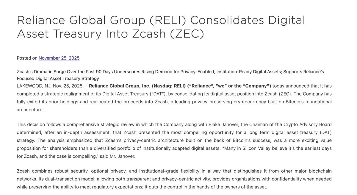 The Winklevoss twins start a fund to buy 5% of the ZEC supply

Now Reliance Global joins the party. 

I think $1k next month is a very conservative estimate 🙃