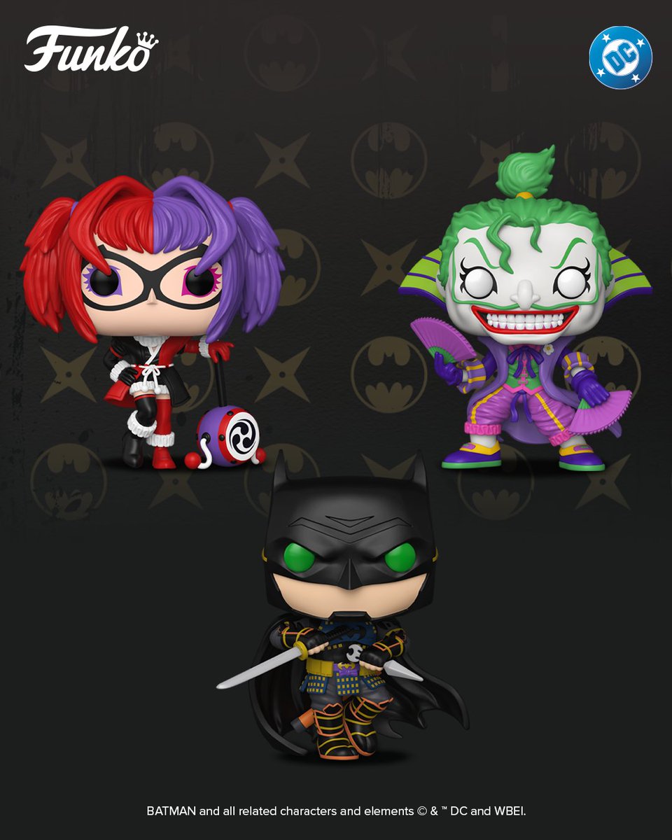 OriginalFunko's tweet image. You can bet your bats that this hero’s got a plan. 🦇 Journey across the sea of time to feudal Japan with POP! Batman™ Ninja, POP! The Joker™, and POP! Harley Quinn™. They’re sure to bring an epic showdown to your DC collection!

bit.ly/3XSTAWE 

#Funko #FunkoPOP…