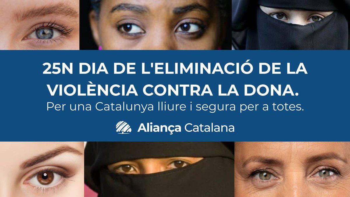 Avui, Dia Internacional per a l'Eliminació de la Violència contra les Dones, diem NO a imposicions misògines com el vel, el nicab, el hijab, el burca..., així com l'ablació, els matrimonis forçosos, la cosificació o qualsevol altra opressió contra les dones.

💙#SalvemCatalunya