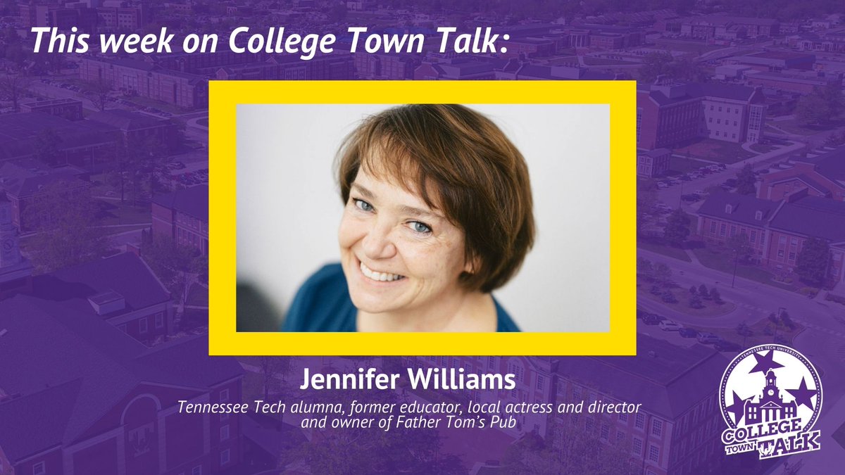 tennesseetech's tweet image. This week on College Town Talk, we’re joined by Jennifer Williams — proud two-time Tennessee Tech graduate and owner of Father Tom’s Pub, a staple of Cookeville’s WestSide dining scene. Listen at tntech.edu/collegetowntalk or wherever you get your podcasts!