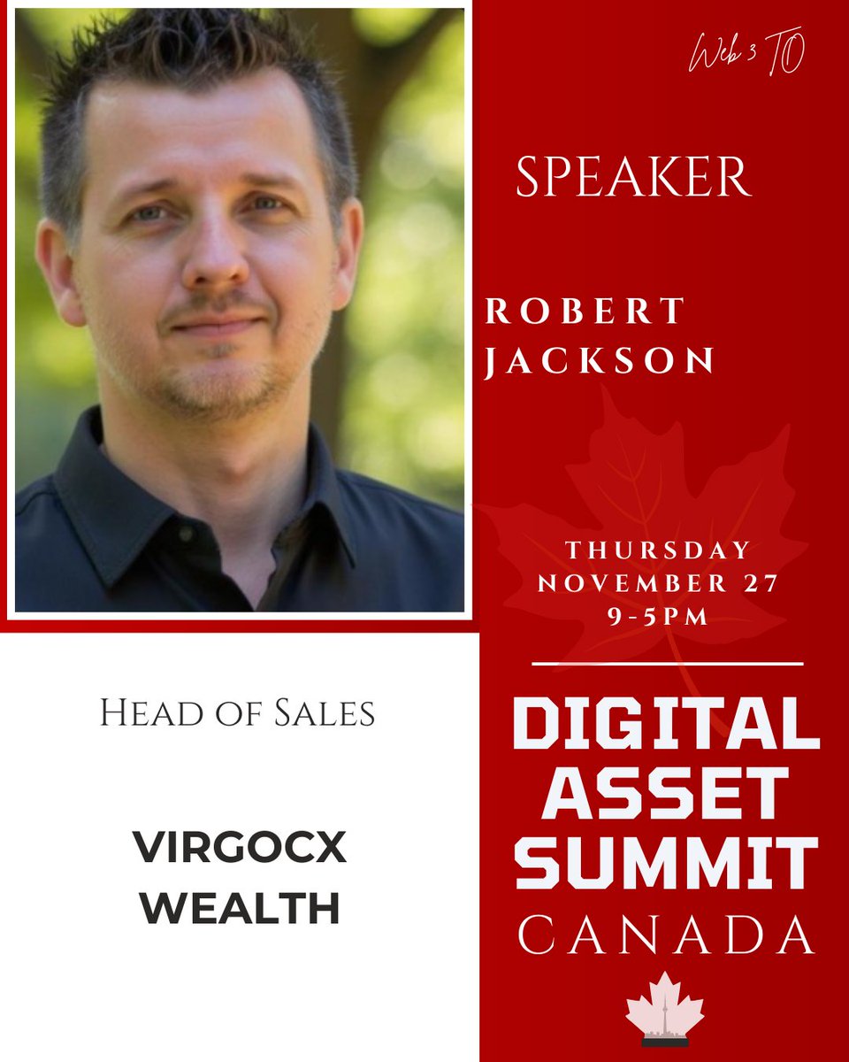 Web3To's tweet image. 🚀 Speaker Lineup Update – Digital Asset Summit Canada

• Andrei Poliakov – CEO &amp;amp; Founder @APXLending 
• Amir Pahlevanpour – Director, Business Development, @OCInnovation 
• Robert Jackson – Head of Sales, @VirgoCXWealth 
• Michael Gord @mgordgda – Founder &amp;amp; CEO, @gda_capital…