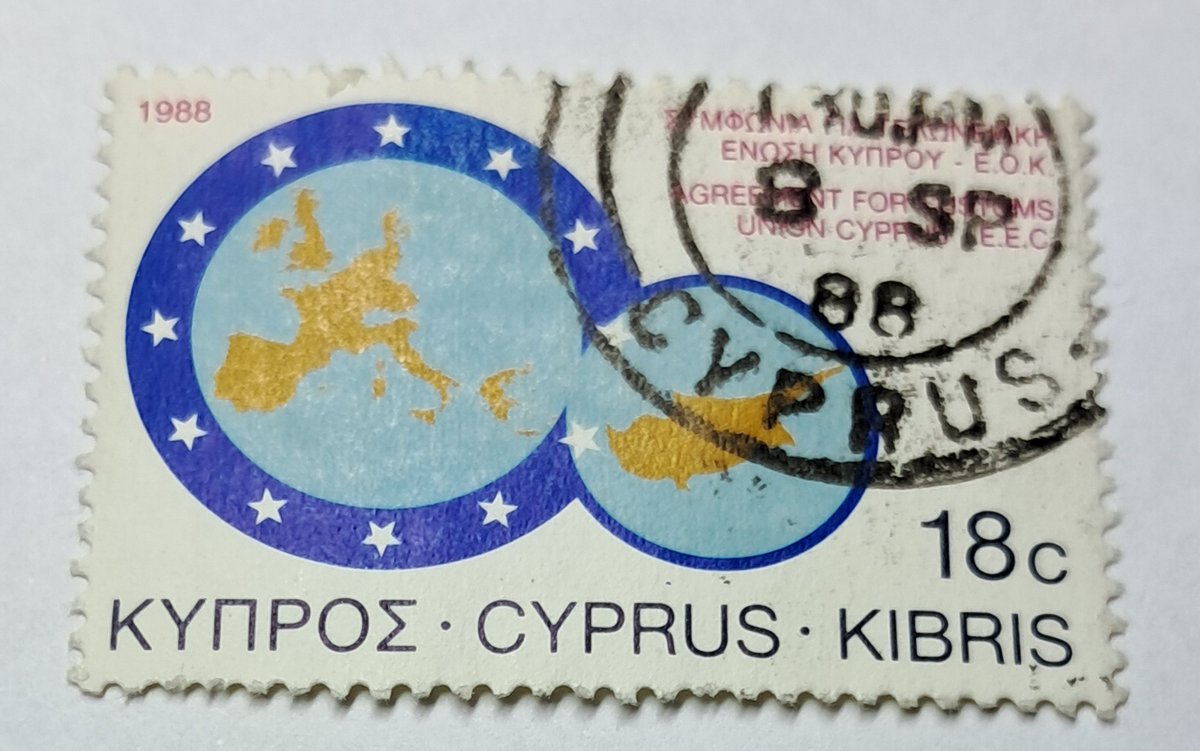 bashirahmed57's tweet image. Cyprus Coins
Cyprus’ 1988 18c stamp marks a historic moment the Customs Union Agreement with the EEC. A bold step toward Europe long before EU membership! 🌍✨
#Cyprus #Stamps #Philately #EUHistory #Collectibles #PostalHistory