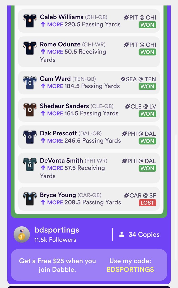 BDSportings's tweet image. $100 To $10K CHALLENGE🚨🚨🚨

🪜DAY 5 LADDER🪜

$1,398 👉 $2,563 (-120)

UC San Diego ML

1. LIKE &amp;amp; RT

2. FREE 👆

Ayton VOIDED, Run It Back🍿

SUBSCRIBE ✅

dubclub.win/r/p/pri-mebrs/…

DABBLE🫡 1000x UP 📈

Code: Bdsportings 

FREE $25👆

sleeper.com/promo/Bdsporti…

SUN/MON🔥👇

#NBA