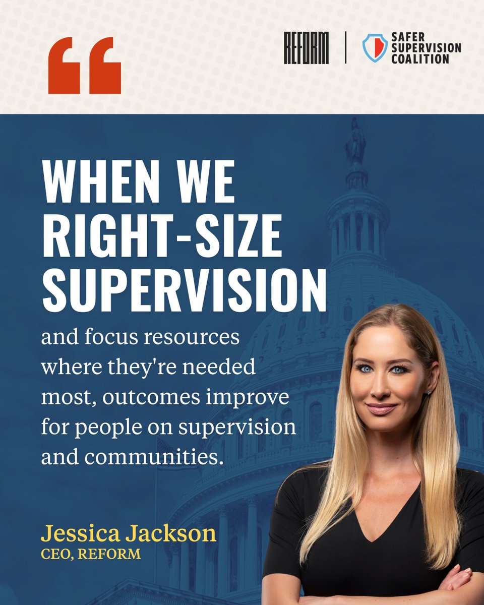 REFORM's tweet photo. Major changes are coming to federal supervision.

@WaltPavlo analyzes new federal data showing why the Safer Supervision Act is urgently needed. 

As REFORM CEO @JessicaJackson says: "It's past time to bring the common-sense improvements made to probation and parole systems across the country to federal supervision."

📖 Read the full piece in @Forbes: https://t.co/4sZyIBrPKU

#SaferSupervisionAct