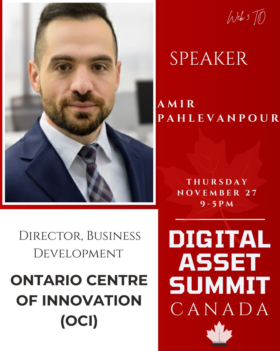 Web3To's tweet image. 🚀 Speaker Lineup Update – Digital Asset Summit Canada

• Andrei Poliakov – CEO &amp;amp; Founder @APXLending 
• Amir Pahlevanpour – Director, Business Development, @OCInnovation 
• Robert Jackson – Head of Sales, @VirgoCXWealth 
• Michael Gord @mgordgda – Founder &amp;amp; CEO, @gda_capital…