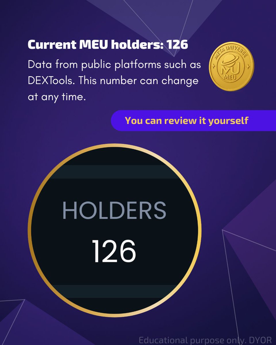 metauniversemeu's tweet image. The holder count shows how many addresses follow MEU on-chain.
A simple way to see how the community grows over time.

🔗 Check it → Link in bio
📌 Educational content.

#MEU #MetaUniverse #Web3Metrics #HolderCount #BlockchainEducation #EthereumToken #Web3Community
