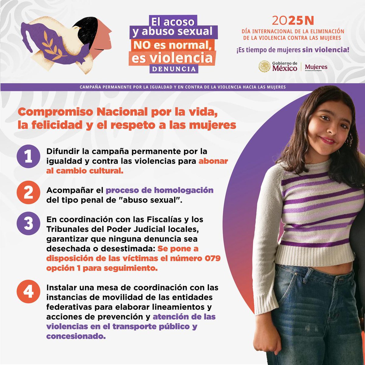Edomex's tweet image. 🧡💜 En el #EdoMex, nos sumamos al Compromiso Nacional por la vida, la felicidad y el respeto a las mujeres, fortaleciendo acciones para promover la igualdad y construir entornos seguros, dignos y libres para todas.
#16DíasdeActivismo #25N
#ElPoderDeServir