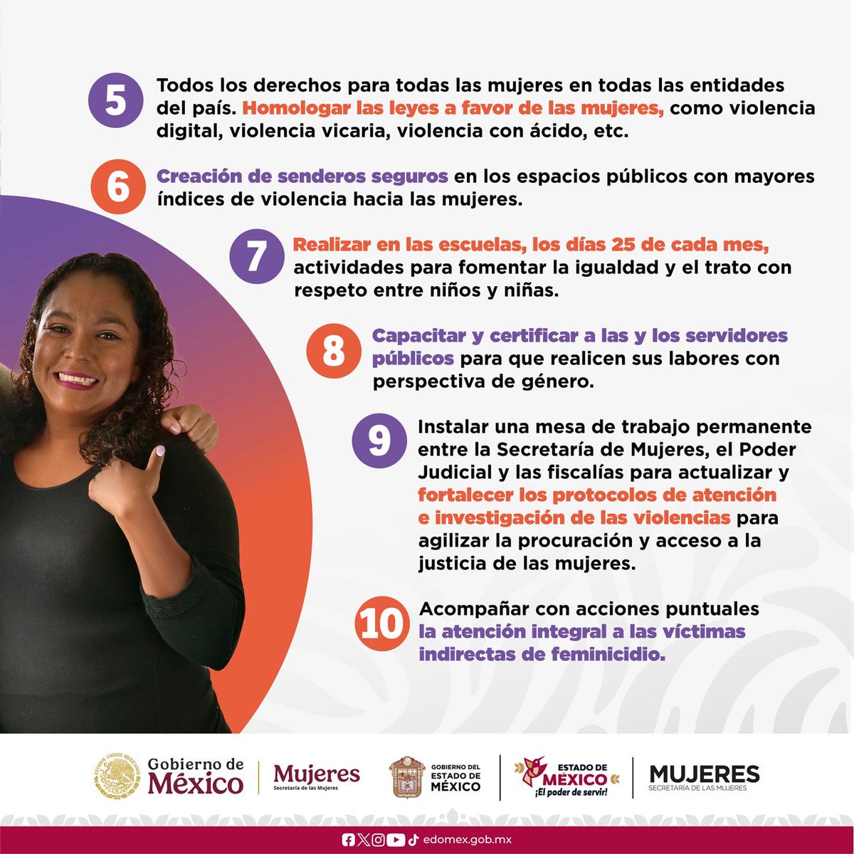 Edomex's tweet image. 🧡💜 En el #EdoMex, nos sumamos al Compromiso Nacional por la vida, la felicidad y el respeto a las mujeres, fortaleciendo acciones para promover la igualdad y construir entornos seguros, dignos y libres para todas.
#16DíasdeActivismo #25N
#ElPoderDeServir