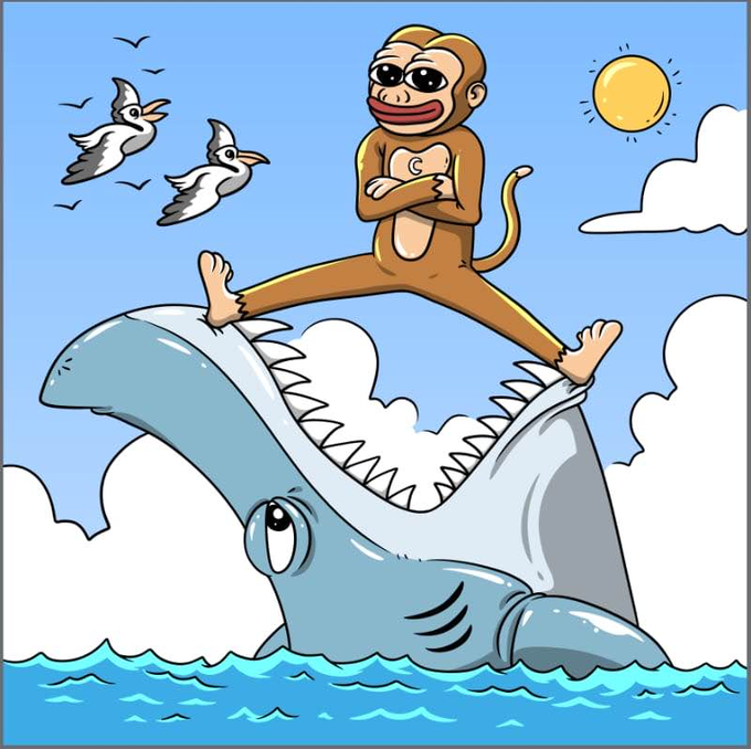 moonkeythecoin's tweet photo. Moonkey doesn't just ride the waves; he tames the sharks! 🦈 Join the movement that's making a splash in the crypto seas. 

#solanamemecoin #solana #memecoin #1000xgem  #Moon https://t.co/I8cagHFIga