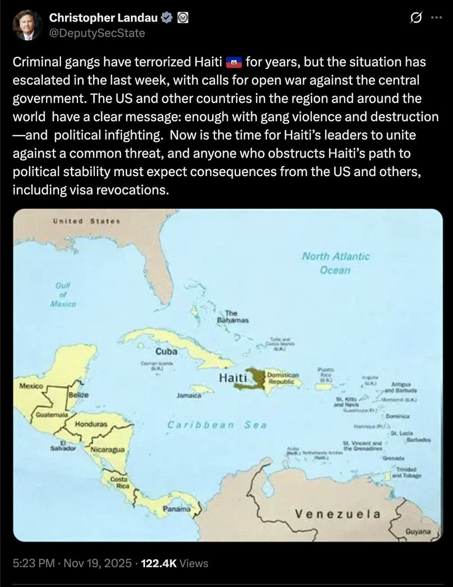 The US could revoke a visa, not say anything publicly, and largely get away with quietly manipulating Haitian politics. 

But they insist on broadcasting it despite the inevitable criticism. Because fear is the point.