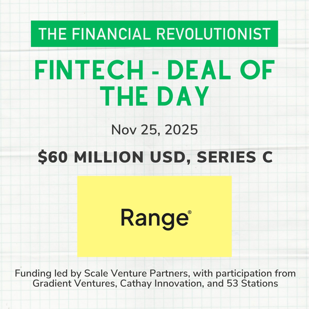 Fin_Revolution's tweet image. Today&apos;s #fintechdeal is for @range_finance, a provider of flat-fee financial planning services to mass affluent households, which raised $60 million in a Series C round. 🚀💲💲💲

👉 Subscribe to the FR for the top #fintech deals: lnkd.in/gWknJFj6

#FintechDeals