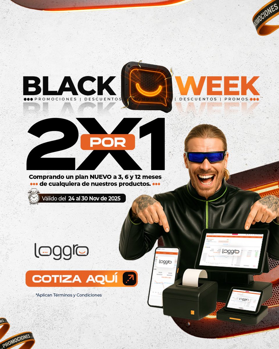 tuloggro's tweet image. ✨ El único 2x1 que sí necesitas para tu negocio.
Black Week Loggro: planes nuevos con doble beneficio.
Disponible del 24 al 30 de noviembre. - Escribe &quot;quiero&quot; para tu promo