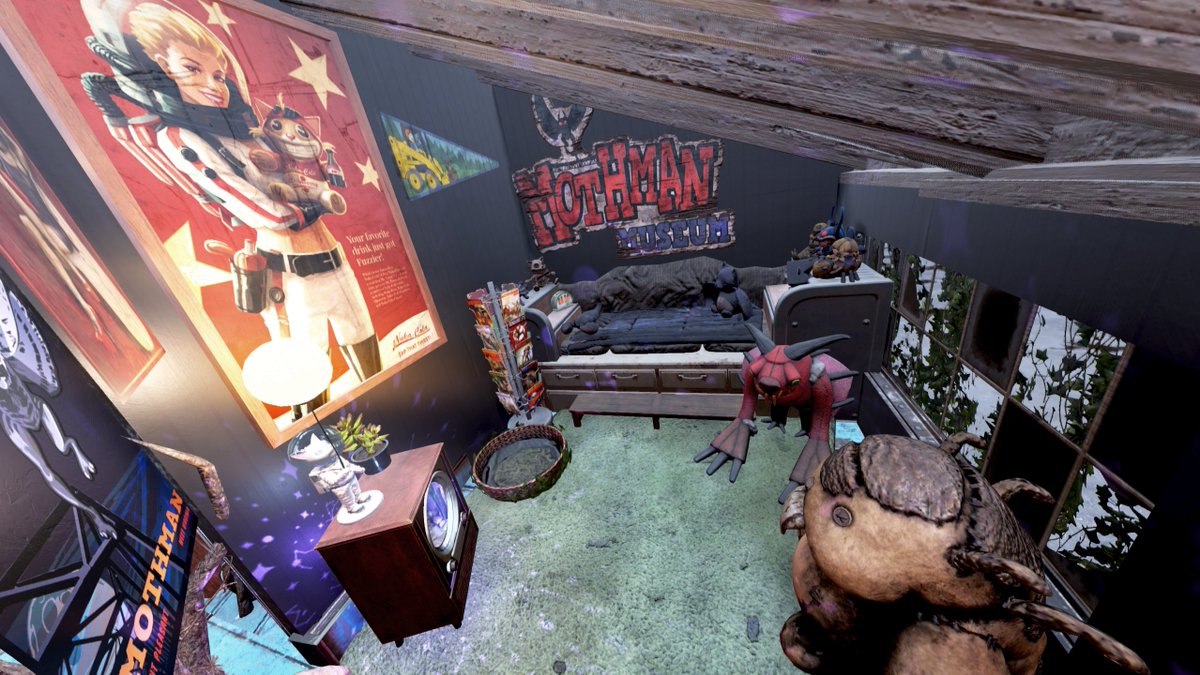 Mirrorada's tweet image. 2/2 Interior was a blast to decorate as the jankyness of the structure allowed for some really cool room shapes &amp;amp; forced a more efficent space utilization, like the raised bed/couch for a very small space. I used 3-4 different CAMP kits to give it lots of visual texture!