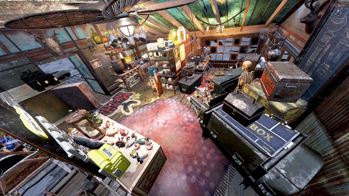 Mirrorada's tweet image. 2/2 Interior was a blast to decorate as the jankyness of the structure allowed for some really cool room shapes &amp;amp; forced a more efficent space utilization, like the raised bed/couch for a very small space. I used 3-4 different CAMP kits to give it lots of visual texture!