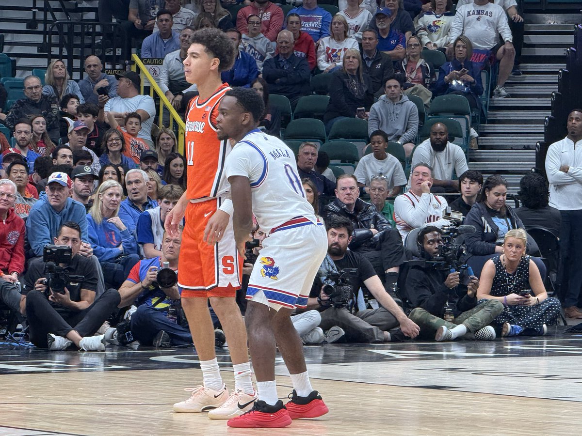 Nginyu Ngala checks in the game for Kansas late in the first half. 

Bill Self going deep into his bench with Darryn Peterson and Jayden Dawson out.