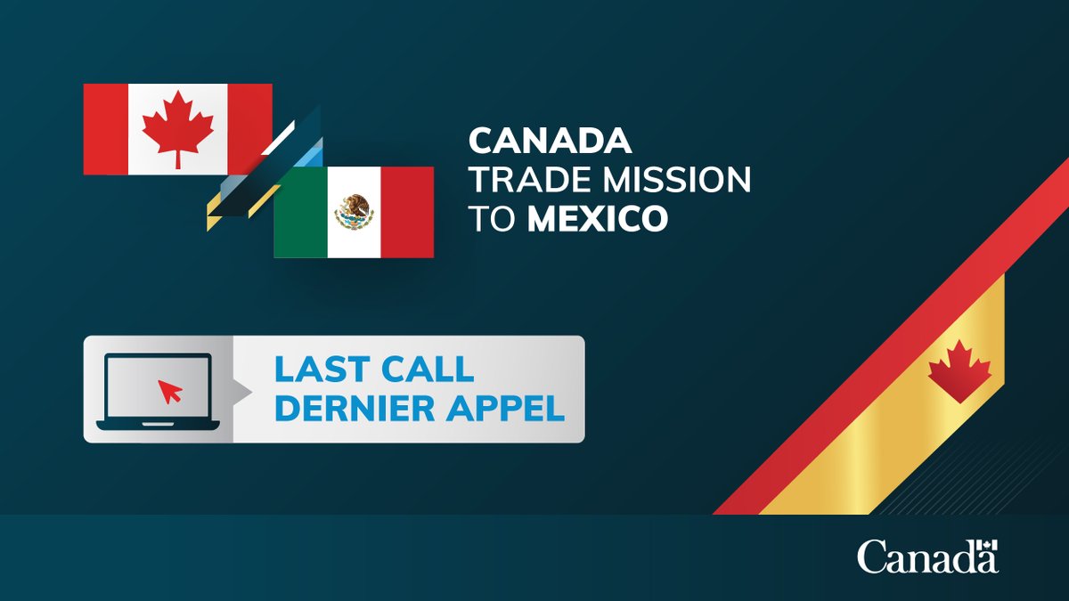 Last call for applications!

🌎Looking to grow your exports and diversify your markets? Mexico’s dynamic economy offers strong opportunities for innovation and expertise. Join the Team Canada Trade Mission to #Mexico this February.

Apply by November 28➡️ow.ly/aqc850XxJGc