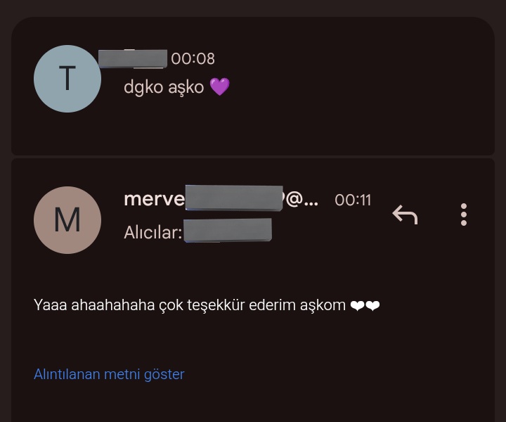 Yazmadığın bi e-mail kaldı demiştim ordan da yazmış, deli bu ya 😂❤