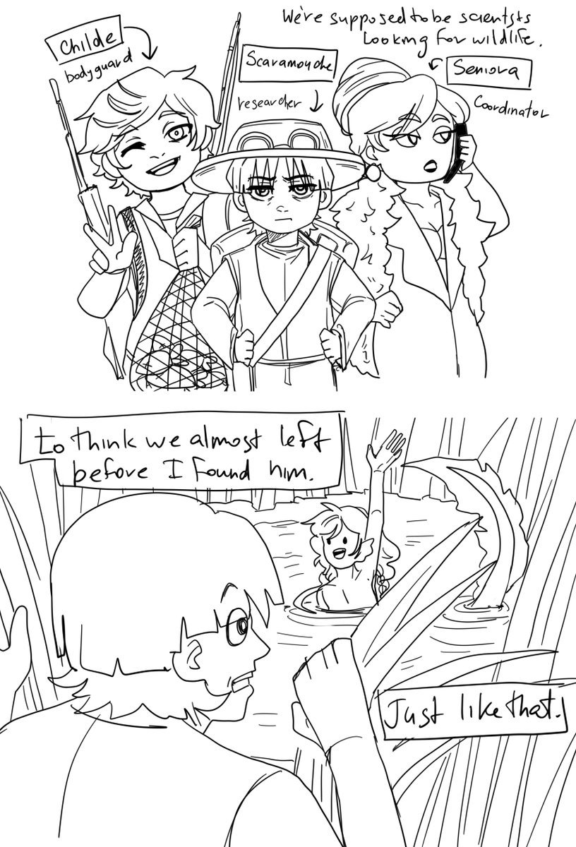 Look, chees cheesy once created an amazing eel mermaid au so i continues that legacy with sethoscara and i'm too shy to tag them ajajjaaj

#GenshinImpact  #sethoscara #sethos #wanderer #scaramouche #mermaidau