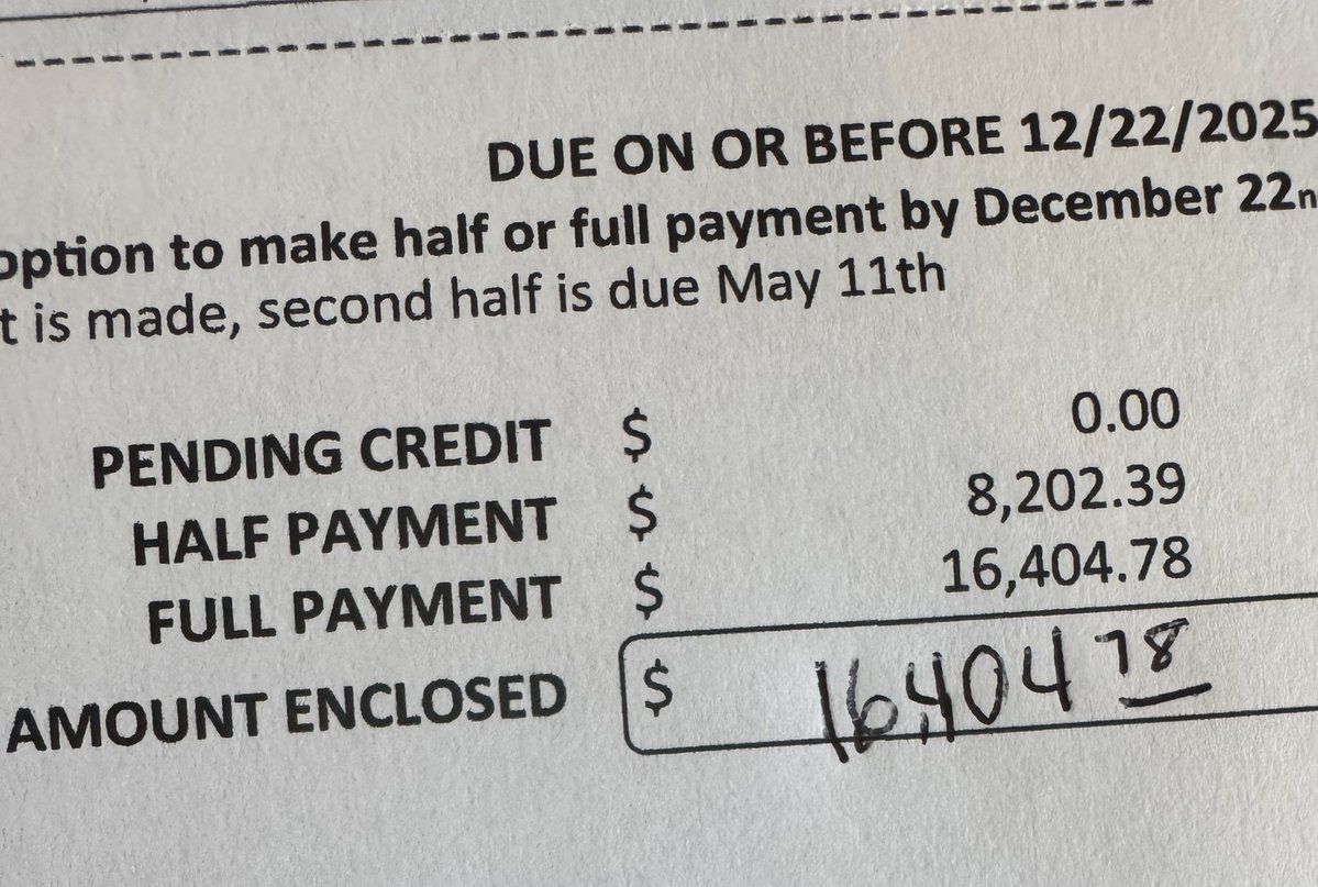TheGreenOldDill's tweet image. Paying my property taxes today and I’m bitter. Again.

Another 7% over last year.

I’m practically “renting” my paid-off home from the county and if I don’t pay my taxes, they evict me and take everything.

F.

#Tyranny