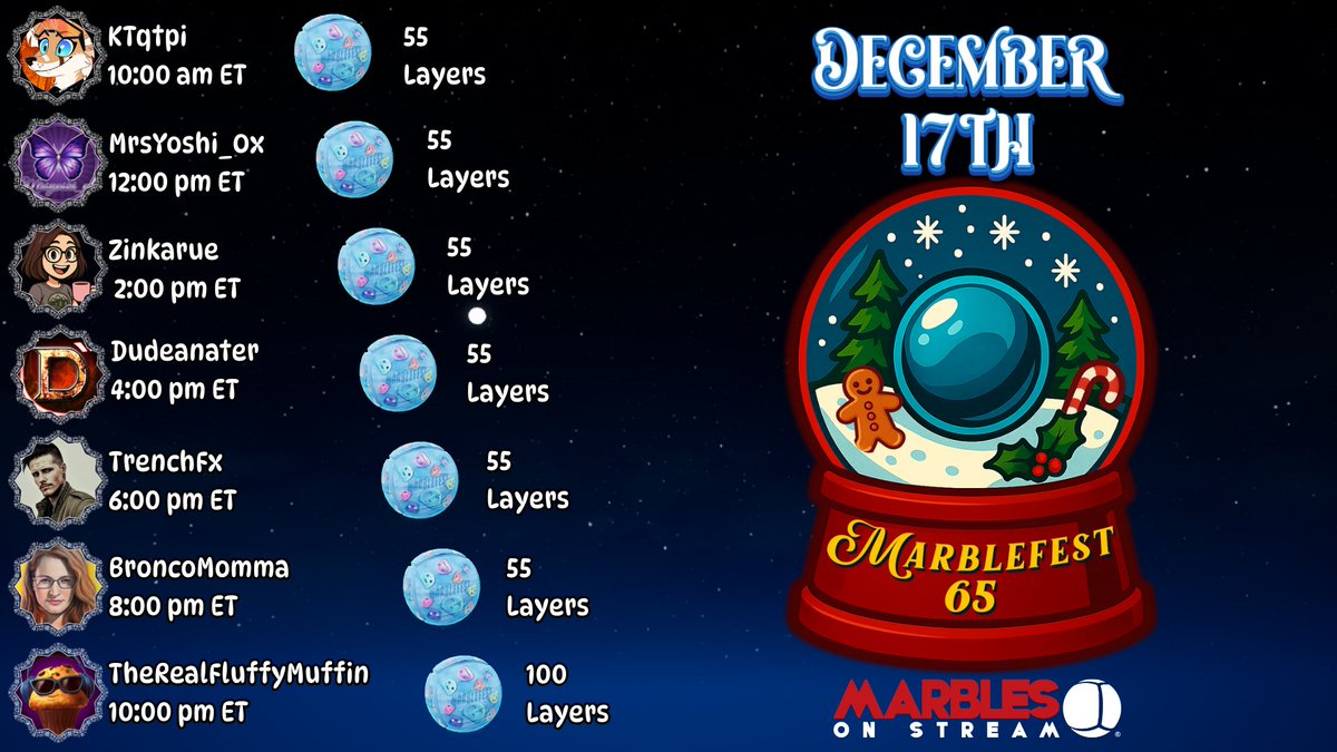 I want to again thank <a href="/kat_darko/">🐱 Kat_darko 🐱</a> for the invite to host a segment of Marble Fest!!  And a huge shoutout to <a href="/PixelbyPixelStu/">Pixel by Pixel Studios</a> for allowing this chance to become a reality!!! I am very much grateful to be able to host a segment!!! Also below is the flyer for December 17th! Make sure