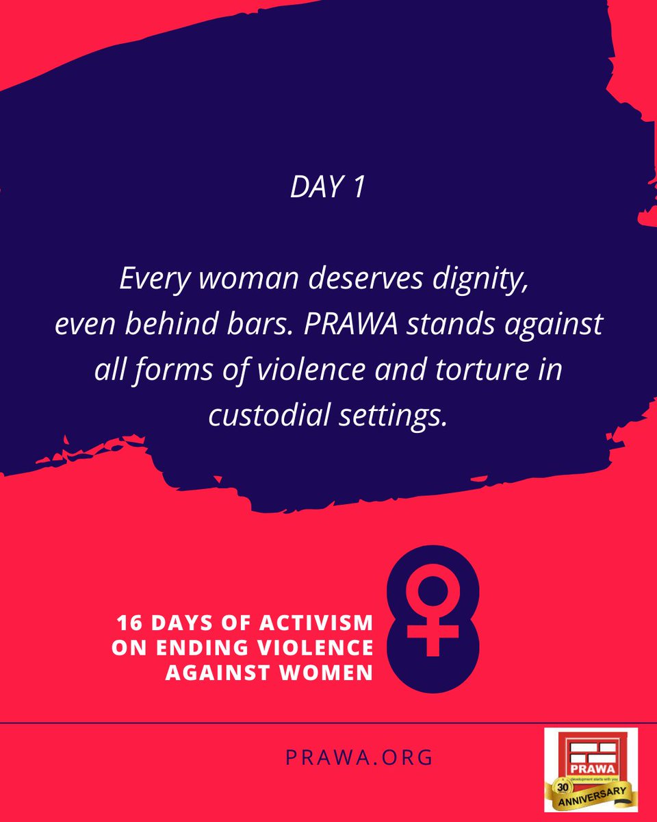 Every woman deserves dignity — even behind bars. PRAWA stands against all forms of violence and torture in custodial settings. 

#PRAWA #16DaysOfActivism #EndVAWG #UnitetoEndDigitalViolenceagainstAllWomenandGirls #OrangeTheWorld #SpeakUp
