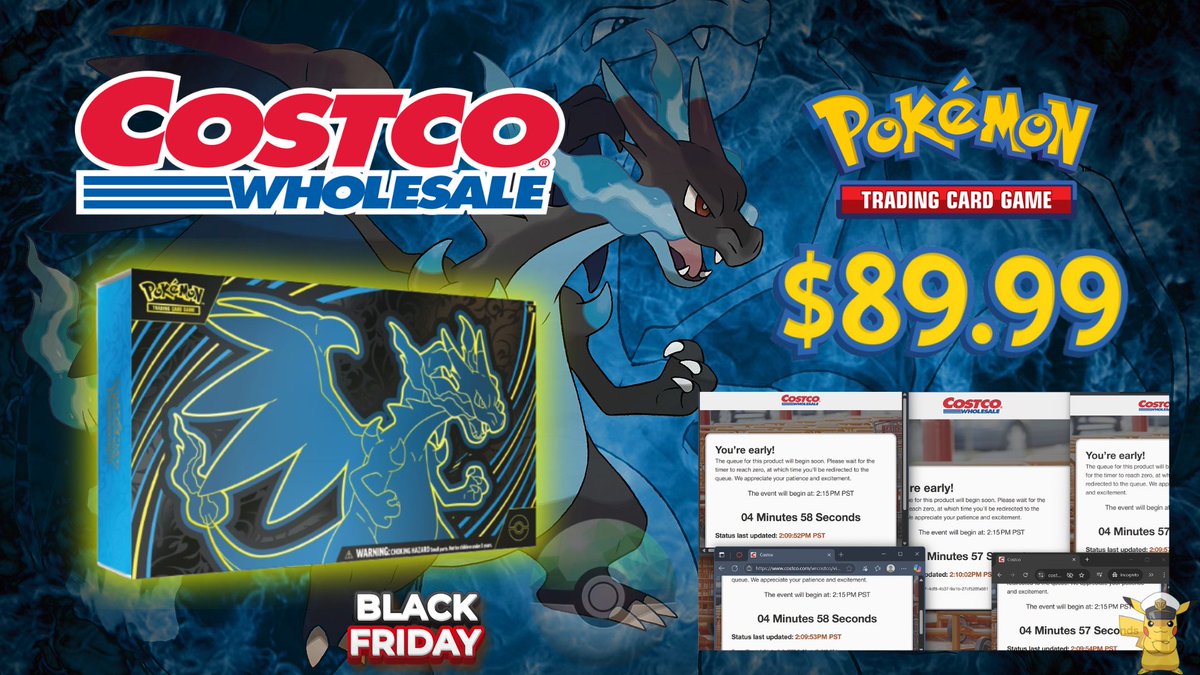 Charizard X UPC coming to Costco for $89.99 as a Black Friday deal! Join our Pokmon Restock Community to get notified the second a queue goes up: https://t.co/768PdWm8AG #PokemonTCG #PokemonCards #Costco # Charizard X UPC coming to Costco for $89.99 as a Black Friday deal! Join our Pokmon Restock Community to get notified the second a queue goes up: https://t.co/768PdWm8AG #PokemonTCG #PokemonCards #Costco #