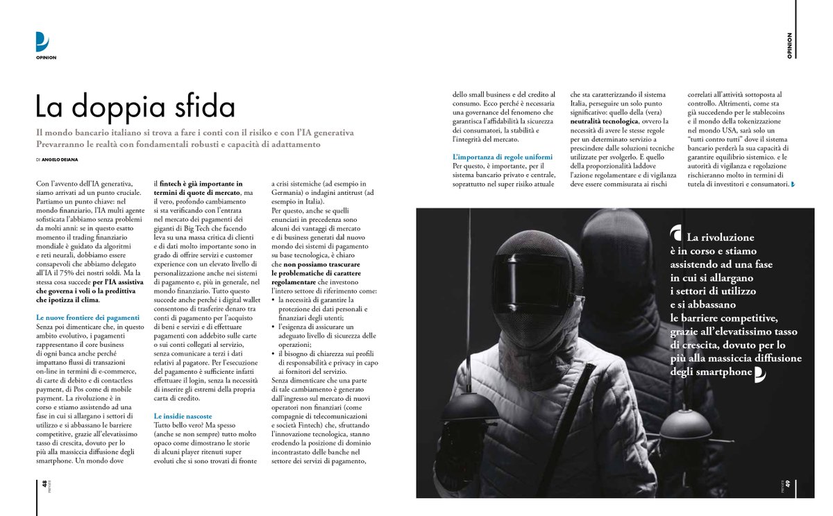 Su Private, la #rivista #top del #privatebanking, le mie #riflessioni sugli #orizzonti delle #banche tra #IA e #risiko tra #grandi #gruppi. Da #leggere per #capire...

#Confassociazioni #laretedellereti #ANCP #anpib #auxiliafinance