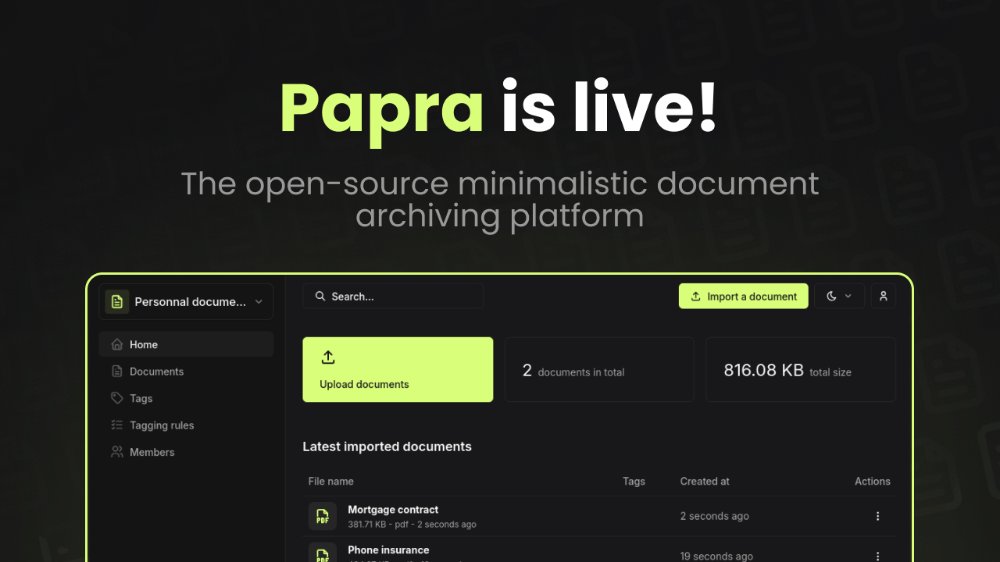 papra_app's tweet image. Few weeks after opening early access, we&apos;re thrilled to announce that Papara Cloud is now globally available! 🚀

#OpenSource #BuildInPublic #SelfHosted
