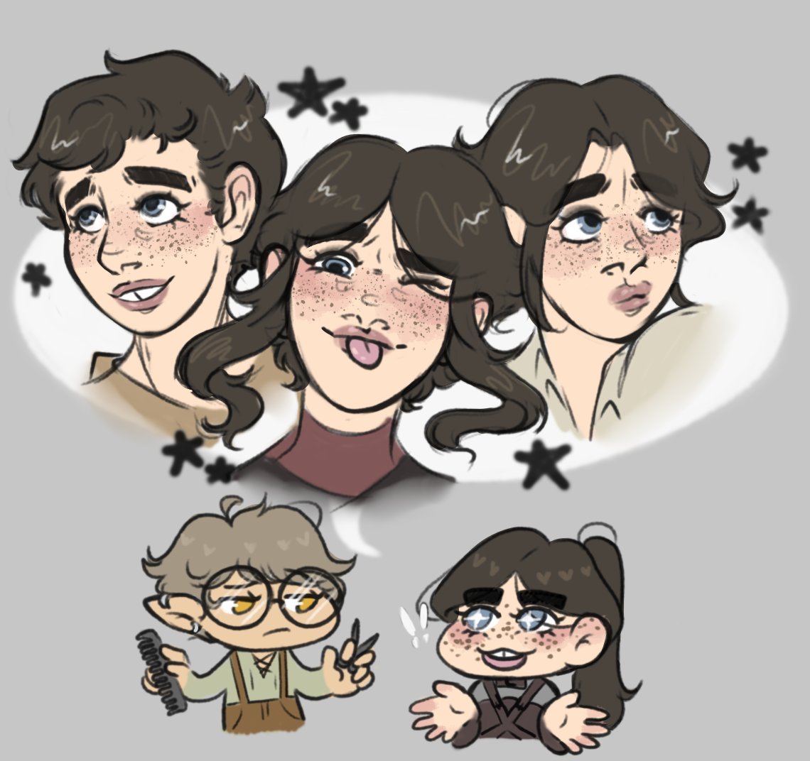 been very much enjoying <a href="/FindThePathPod/">Find the Path Ventures</a> 's playthrough of Hell's Rebels so i drew the cast as i imagine them 🐦‍⬛🗡️