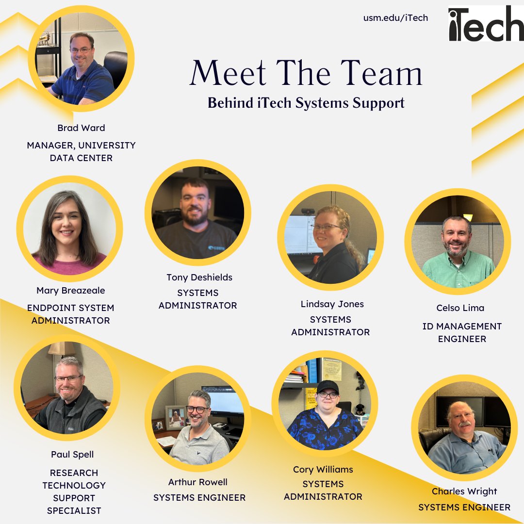 USMiTech's tweet image. Meet the dedicated @USMiTech Systems Support team! From troubleshooting to maintaining critical systems, they ensure @SouthernMiss stays at its best. Thank you for powering our campus technology! #SouthernMiss #TechSupport