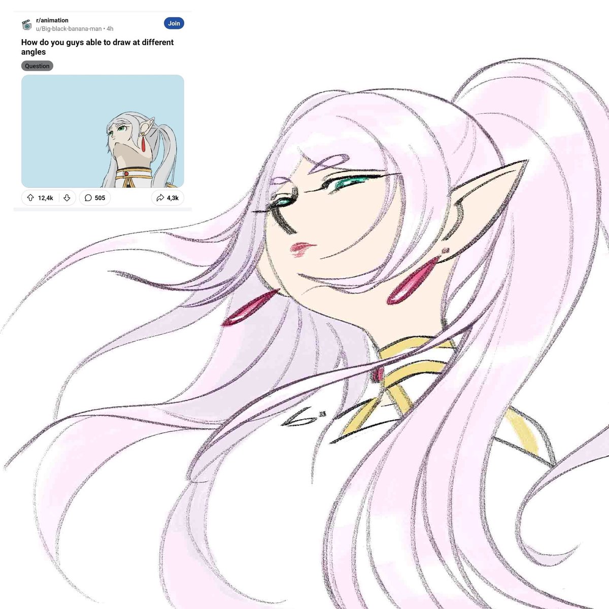 Join the fun and have a try :P

#Frieren 
#FrierenBeyondJourneysEnd 
#characterdesign 
#drawingchallenge 
#Perspective