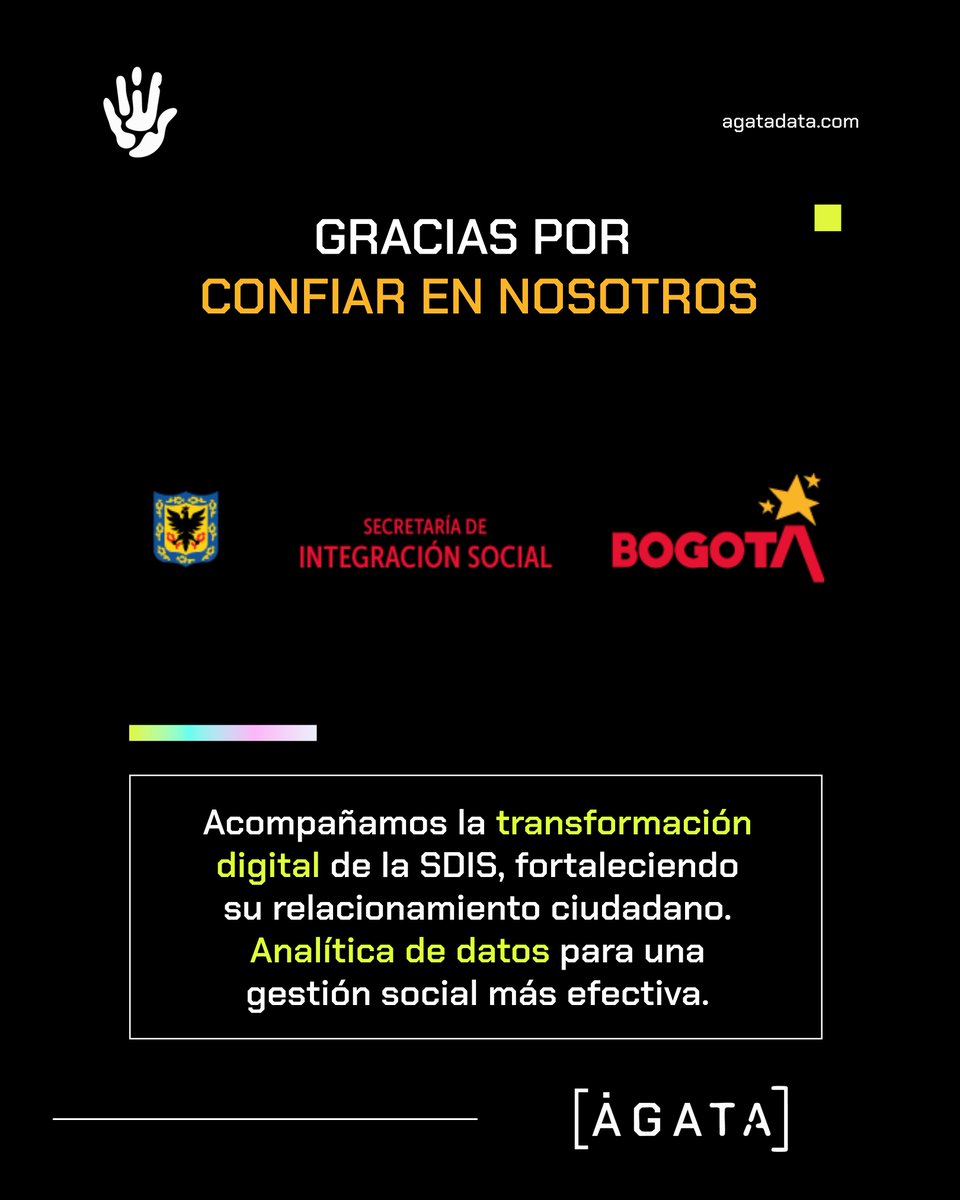 agatadata's tweet image. ¡La tecnología al servicio de las personas! 🤝

Junto a @integracionbta , usamos la tecnología y el análisis de datos 📊 para fortalecer el relacionamiento ciudadano y construir una sociedad más incluyente.