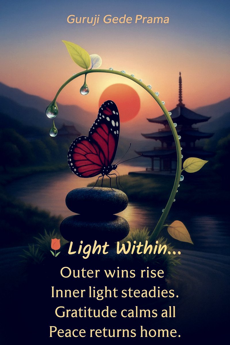 gede_prama's tweet image. Guruji Gede Prama:
Outer celebration motivates,
inner illumination brightens —
let both become your wings.

Shambala meditation center: bellofpeace.org belkedamaian.org 
#worldpeace #bali #love #peace #meditation #healing #selfhealing #selfcare #selfhelp