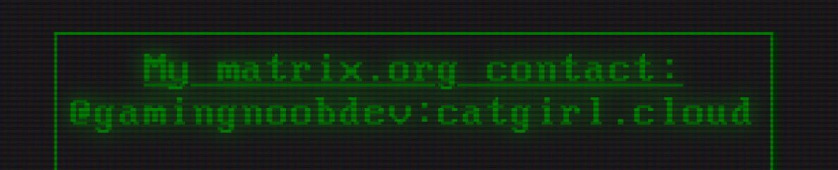 gamingnoobdev's tweet image. if anyone wants to add me on matrix btw
its in my socials page too but wtv
i cant paste the text here because twitter is a beautifully shit platform🥰