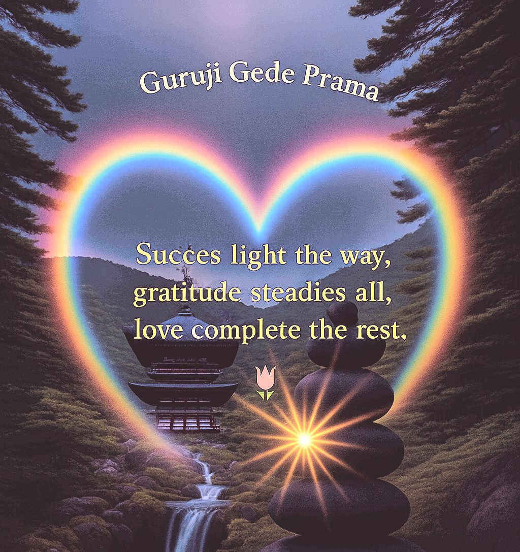gede_prama's tweet image. Guruji Gede Prama:
Outer celebration motivates,
inner illumination brightens —
let both become your wings.

Shambala meditation center: bellofpeace.org belkedamaian.org 
#worldpeace #bali #love #peace #meditation #healing #selfhealing #selfcare #selfhelp
