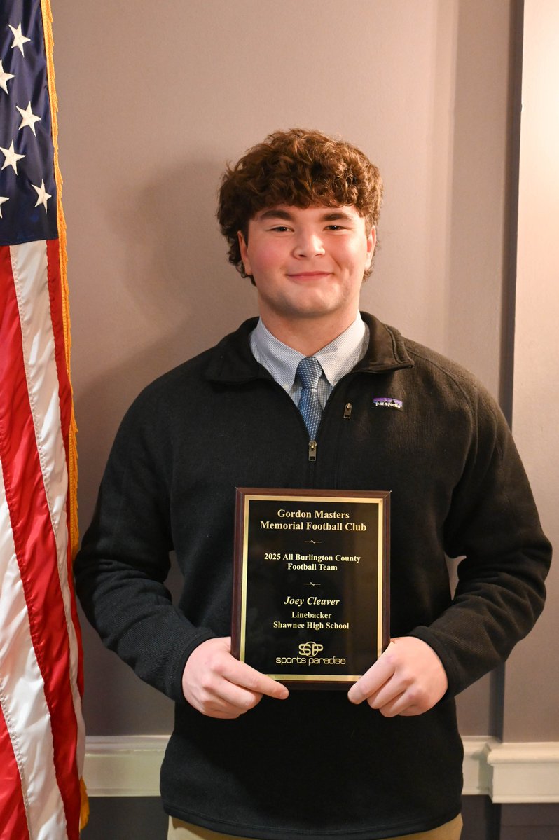 gordonmasters's tweet image. The Gordon Masters Memorial Burlington County Football Club congratulates Joey Cleaver, Linebacker, Shawnee High School as a 2025 All-County Athlete! #AllCountyAthlete #ShawneeHighSchool #JoeyCleaver