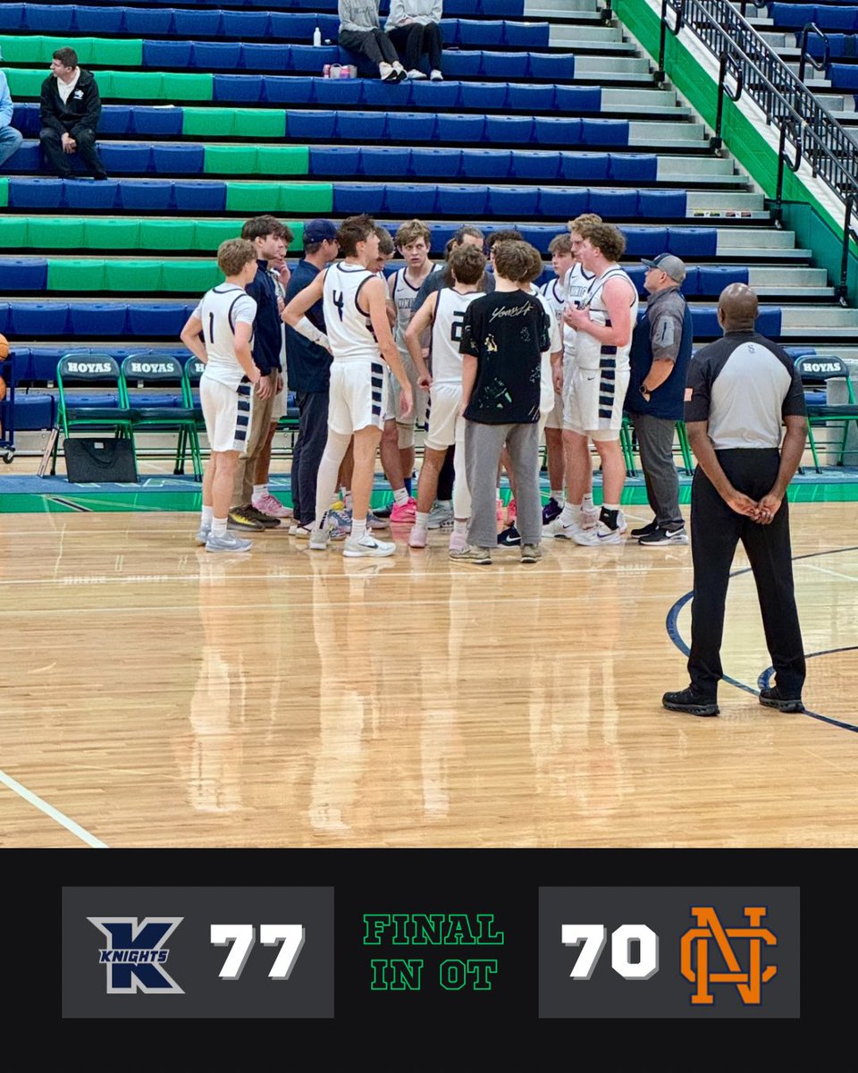 It took some late game heroics, but we got it done! 77-70 in overtime against North Cobb High School.

Knights go 1-1 at Hoya Hoopsgiving.