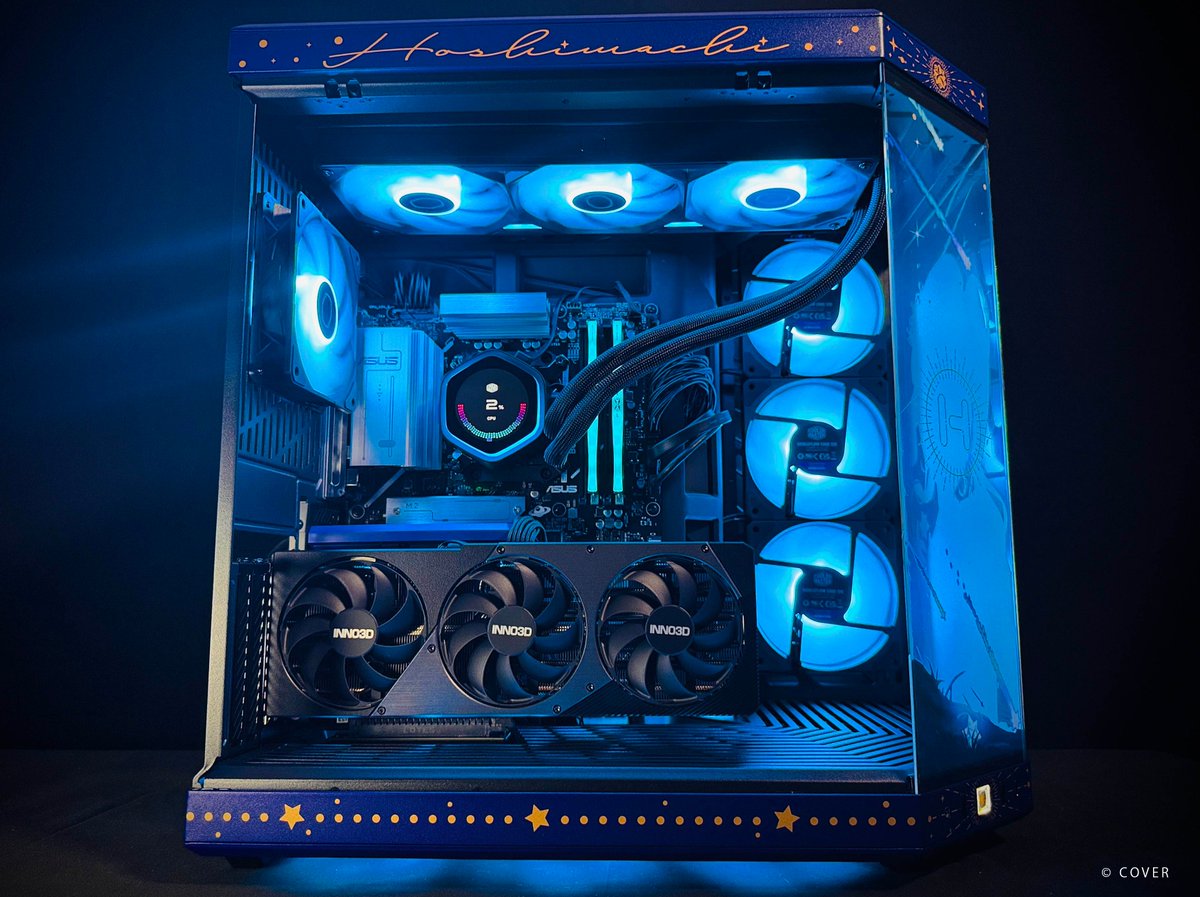 『HYTE Y70 × #星街すいせい コラボPCケース』採用BTOパソコン販売中‼️
早速ご注文をいただき、順次発送準備を行っております。

本モデルのCPUクーラーにはモニタを標準搭載。
GIFやMP4などの動画を取り込んで再生できるため、お好みの映像にカスタマイズできます。
