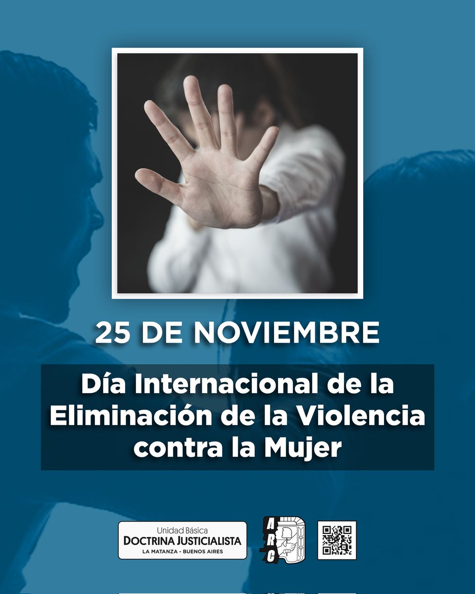 unidadbasicadj's tweet image. 🗓 25 de noviembre | Día Internacional de la Eliminación de la Violencia contra la Mujer

#BastaDeViolencia #NiUnaMenos
#UBDoctrinaJusticialista #AgrupaciónRamónCarrillo