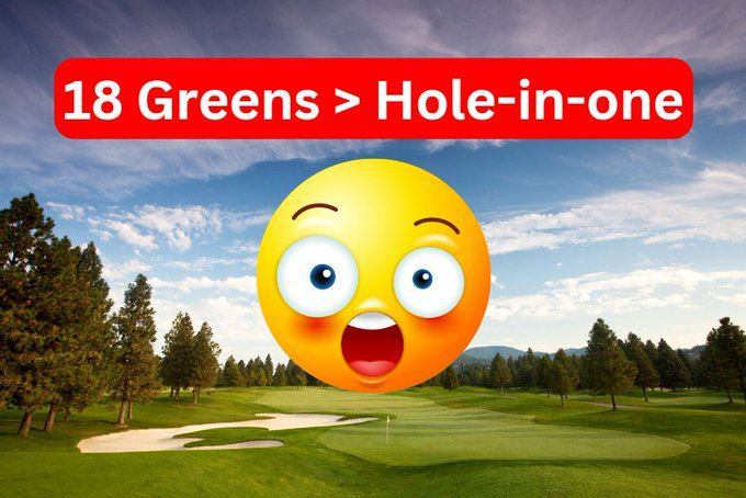 LouStagner's tweet image. In a round of golf, a PGA Tour player is: 

▶️More likely to have a hole-in-one
▶️Than hit all 18 greens

🤯🤯🤯