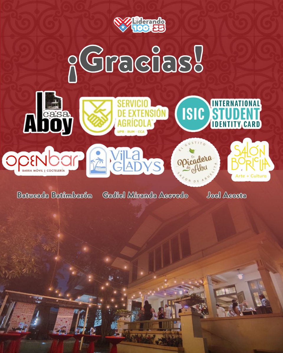 Detrás de cada gran evento, hay una red de alianzas que creen en la juventud y en la transformación social de Puerto Rico. 

Gracias por creer en la juventud, por impulsar nuestro trabajo y por sumarse a esta visión de un país más solidario, participativo y justo.