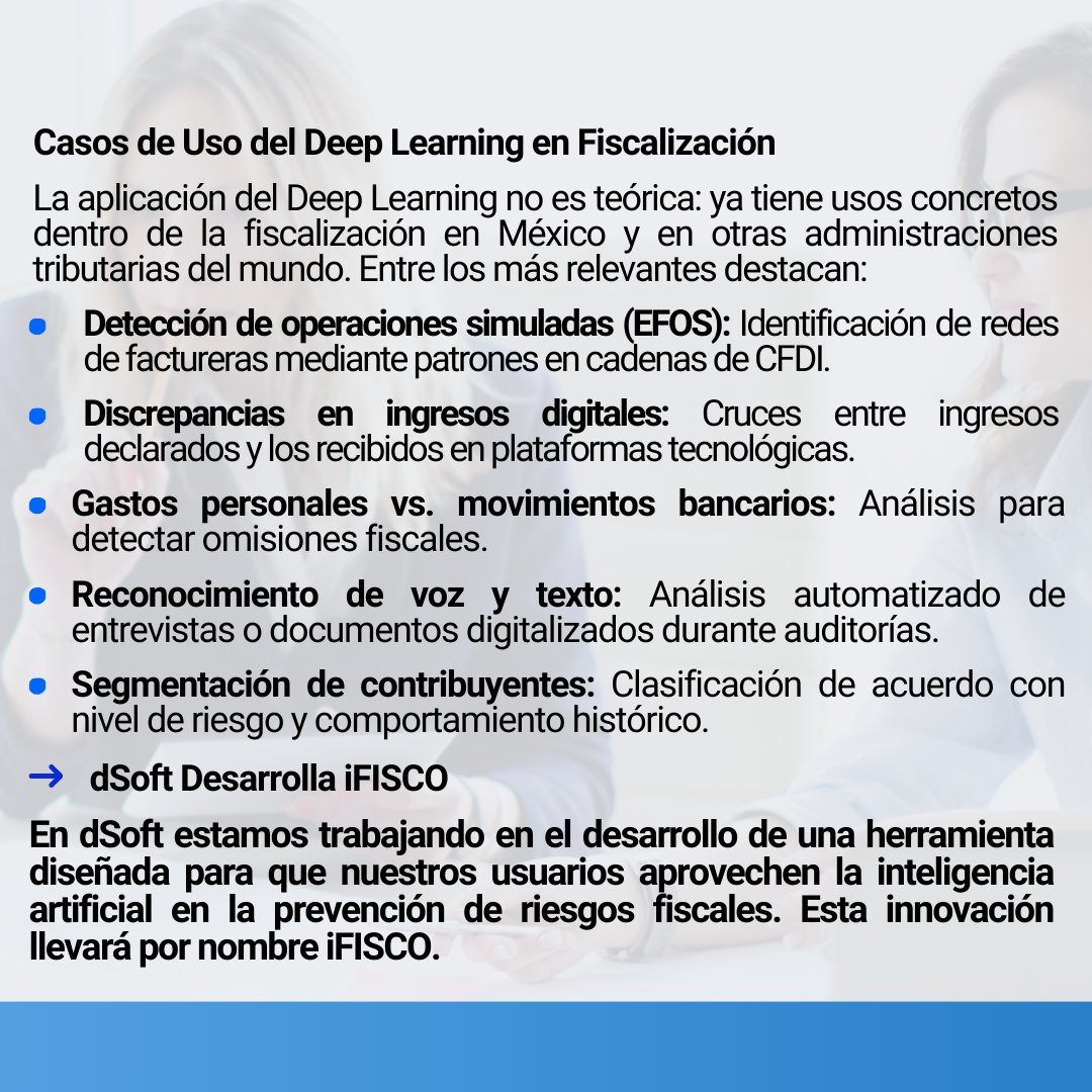 DSOFT_MX's tweet image. Deep Learning en la Fiscalización

Conoce qué es el #DeepLearning y su uso en la #fiscalización.

✅ iFISCO, la nueva #herramienta de #dSoft. Prueba el modelo en su fase experimental y compártenos tu experiencia👇
usuarios.ifisco.mx/Ingresar

#inteligenciaartificial #ia #bigdata #SAT