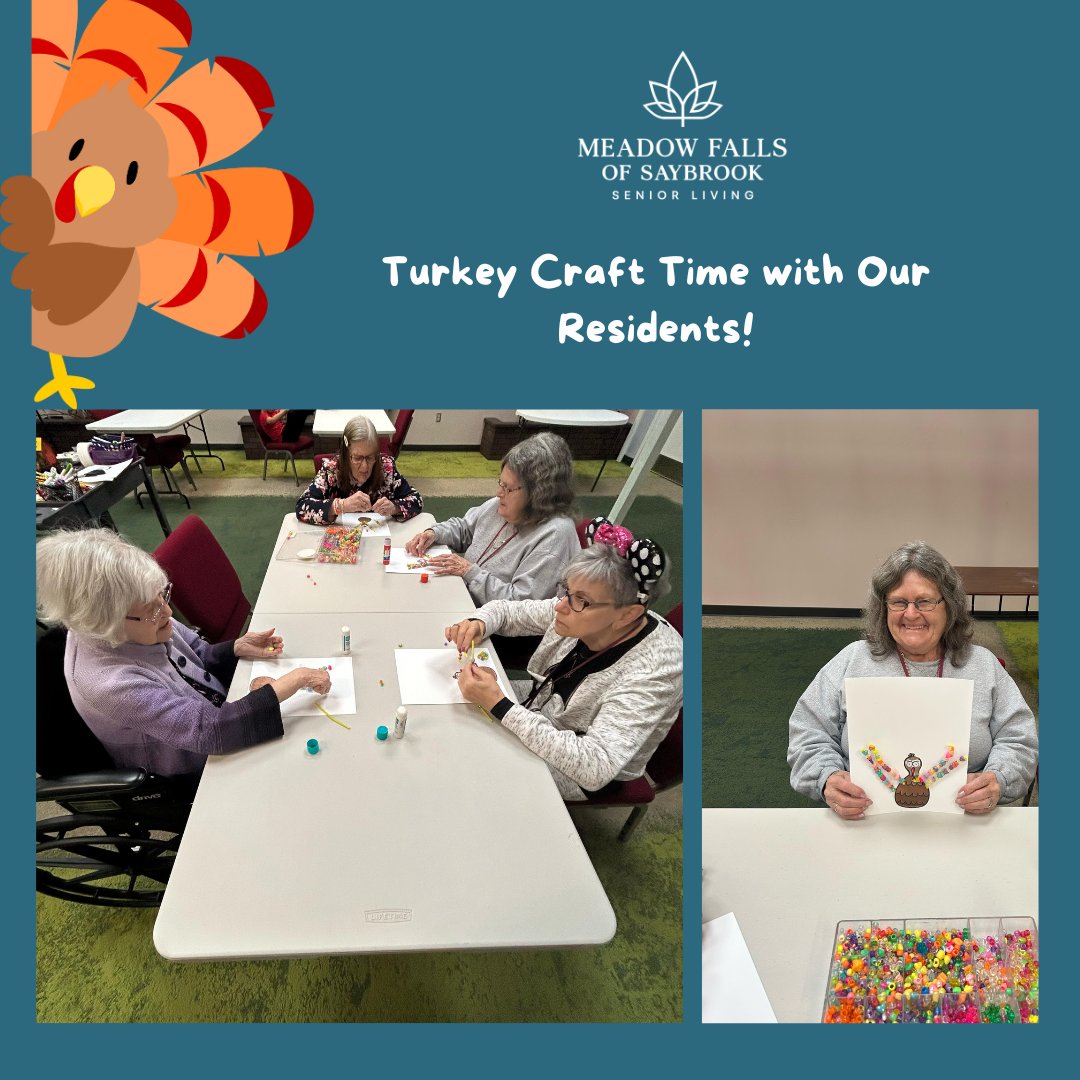MeadowSaybrook's tweet image. Some of our residents had a wonderful time making their own turkey crafts today! 🦃❤️ Creativity, fun, and smiles all around.

#ResidentLife #TurkeyCraft #FallFun #CreativeAging #SeniorActivities