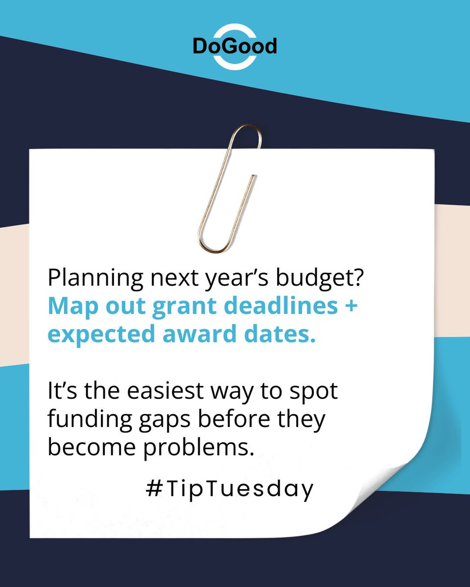dogoodfund's tweet image. Our team helps nonprofits strengthen their funding pipeline through grant research, proposal writing, and strategic development training.

Need support? We’re here to help.

Let’s Raise More Money!
#tiptuesday #GrantStrategy  #FundDevelopment #NonprofitFunding #NonprofitSupport