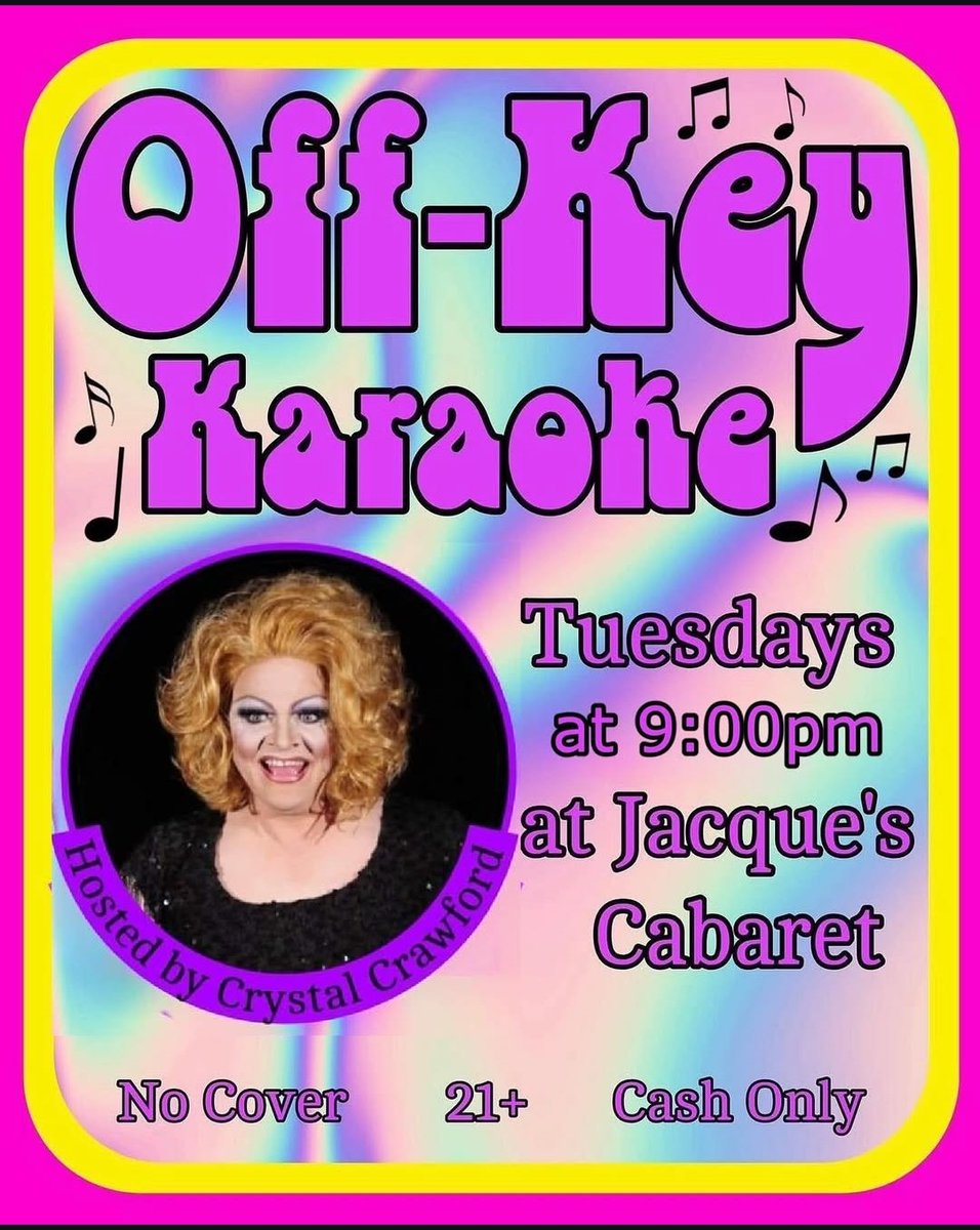 Tonight with Crystal Crawford, Karaoke at 9pm with Daddy Allen on the bar and your favorites on the mic. Let's do this thing!