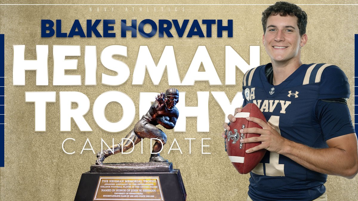 Reminder <a href="/NavyFB/">Navy Football</a> fans to vote for <a href="/HorvathBlake/">Blake Horvath</a> for the <a href="/HeismanTrophy/">The Heisman Trophy</a>. The winner of the fan vote gets 1 vote in the offical vote for the Trophy. Vote once per day!
heismanfanvote.com/categories/4c4…