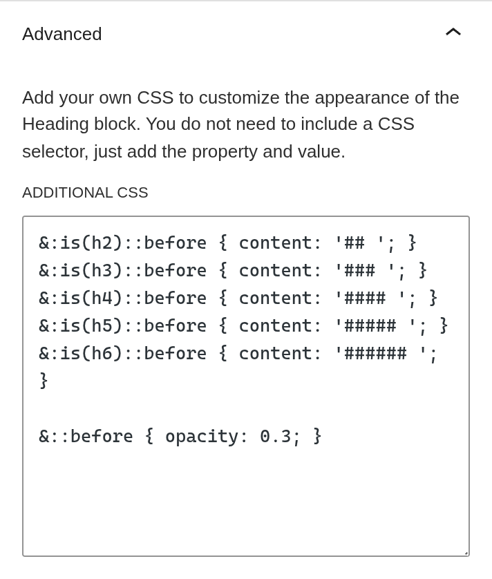 jrtashjian's tweet image. Quick tip when you need to add custom CSS with the block editor on individual blocks:

Use the is() pseudo-class function to target specific elements which have the block class applied.

`h2&amp;amp;` won&apos;t work, but `&amp;amp;:is(h2)` will.

#WordPress #BlockEditor